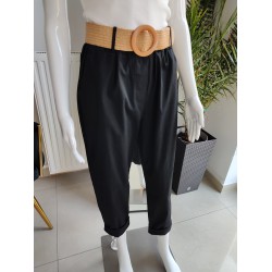 Baumwollhose mit Gummiband - schwarz