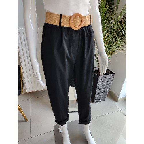 Baumwollhose mit Gummiband - schwarz