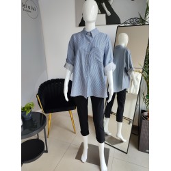 Gestreiftes Oversize-Hemd – marineblau