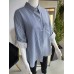Gestreiftes Oversize-Hemd – marineblau