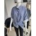 Gestreiftes Oversize-Hemd – marineblau