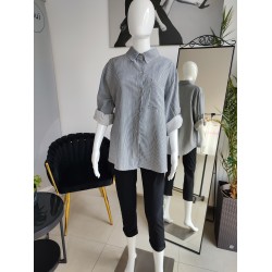 Gestreiftes Oversize-Hemd – schwarz