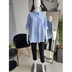 Gestreiftes Oversize-Hemd – blau