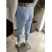 Viskosehose mit Rüschen - hellblau