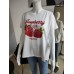 Oversize T-Shirt Himbeeren - weiß