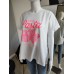 Oversize T-Shirt mit rosa Aufdruck Pasta - weiß