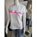 T-Shirt mit rosa Aufschrift „Bella…“ – ecru