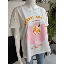 Oversize-T-Shirt mit buntem Aufdruck Drink Recipe – weiß
