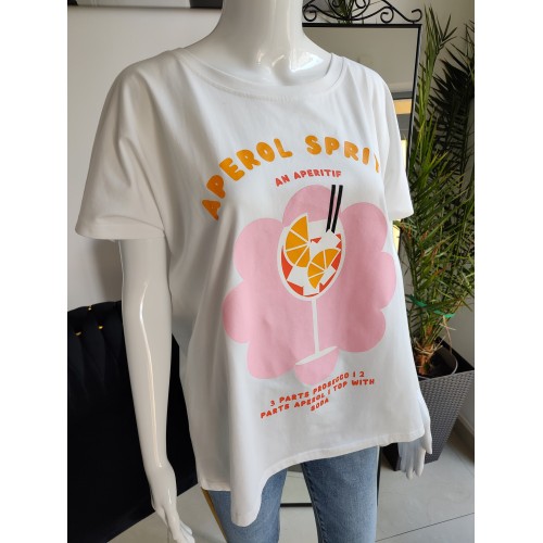 Oversize-T-Shirt mit buntem Aufdruck Drink Recipe – weiß