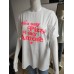 Oversize-T-Shirt mit Neon-Aufschrift „You say…“ – weiß