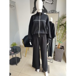 Butterweicher Trainingsanzug mit Reißverschluss-Sweatshirt - schwarz