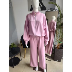 Buttery tracksuit with a zipped sweatshirt - pink