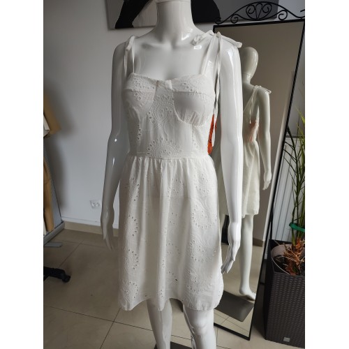 Sukienka z wiązanymi ramiączkami - biały