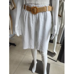 Lniane spodenki z paskiem - biały Lniane spodenki z paskiem - biały