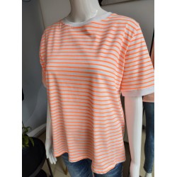 T-Shirt mit Neonstreifen - weiß