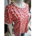 T-Shirt mit Leopardenmuster in Rosa und Orange – ecru