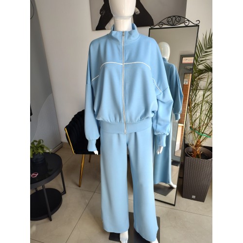 Masełkowy dres z rozpinaną bluzą - baby blue