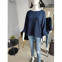 Butterweiches Sweatshirt mit Nähten – marineblau