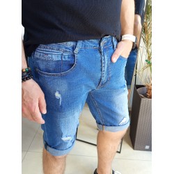 Jeansshorts mit Abschürfungen – blau