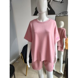 Butterweicher Sommer-Trainingsanzug-Set mit Neon-Patch – rosa