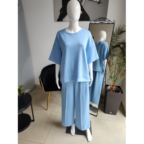 Butterweicher Trainingsanzug mit kurzen Ärmel - babyblau