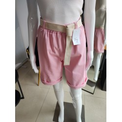 Baumwollshorts mit Gürtel - rosa