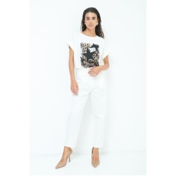 Karottenhose mit Bundfalten - creme
