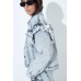 Jeansjacke mit Rüschen - grau