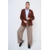 Oversized open blazer with brooches - ginger brown