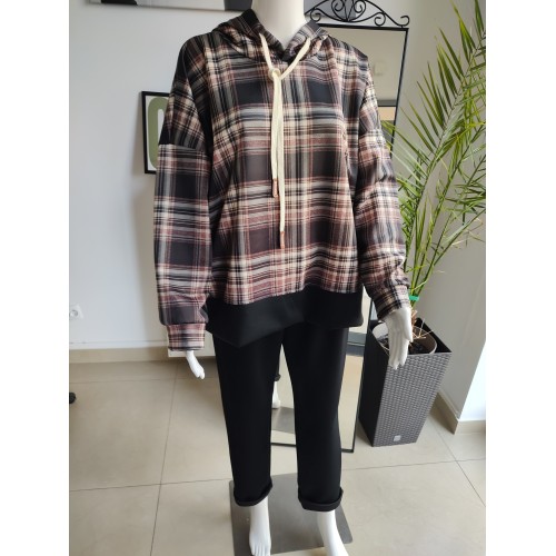 Butter oversize hooded tracksuit - black checkered pattern Butter oversize hooded tracksuit - black checkered pattern