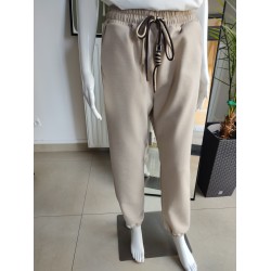 Masełkowe spodnie dresowe z ociepleniem - beżowy