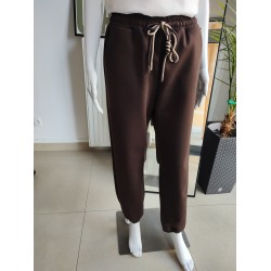 Masełkowe spodnie dresowe z ociepleniem - czekoladowy