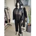 Black buttery nylon tracksuit with hood