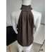 Blouse with a stand-up collar - brown