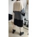 Lange gestreifte Strickjacke - Grautöne