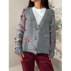 Pullover mit Zierfaden - grau