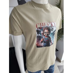 T-shirt mit Horrormotiv Chucky - beige