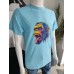 T-Shirt mit Affen-Aufdruck – blau