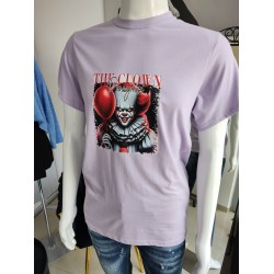T-shirt mit Horrormotiv Clown - lila