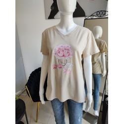 Viskose-T-Shirt "Blush & Glam" - beige