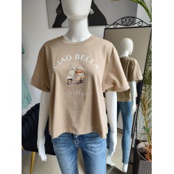 Baumwoll-T-Shirt Vespa - cappuccino
