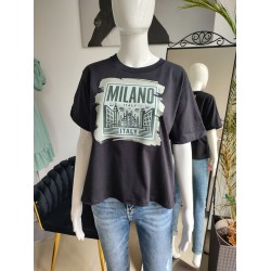 Baumwoll-T-Shirt Milano Italy - schwarz