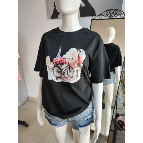 Baumwoll-T-Shirt "Paris" - schwarz Baumwoll-T-Shirt "Paris" - schwarz