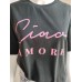 Cotton oversize T-shirt "Ciao Amore" - black