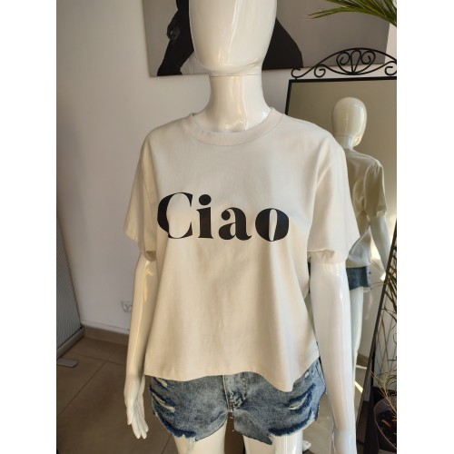 Baumwoll-T-Shirt „Ciao“ - elfenbein Baumwoll-T-Shirt „Ciao“ - elfenbein