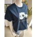 Baumwoll-T-Shirt Panda - marineblau