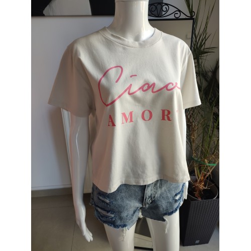 Baumwoll-T-Shirt "Ciao Amore" - elfenbein Baumwoll-T-Shirt "Ciao Amore" - elfenbein