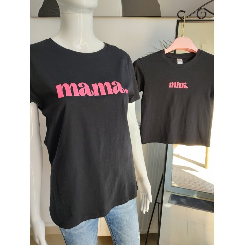 Mutter-Tochter-T-Shirt-Set Mama & Mini - schwarz