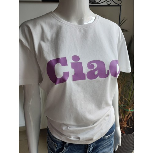 ECO Baumwoll-T-Shirt „Ciao“ - weiß