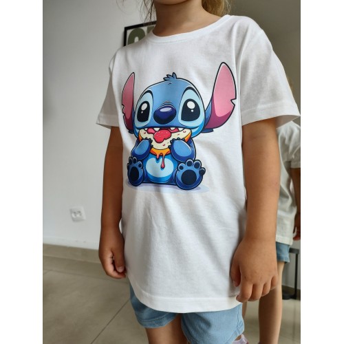 ECO Baumwoll-Kinder-T-Shirt "Stitch" - weiß